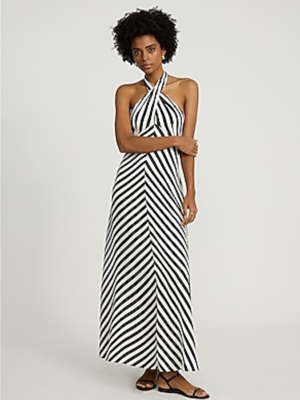 Express striped halter tie maxi dress